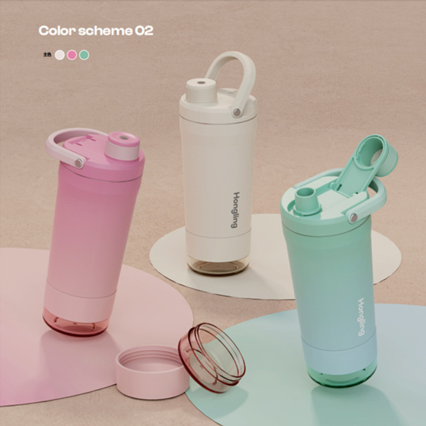 戶外運動便攜手提大容量搖搖杯304不銹鋼保溫杯tritan水杯帶底倉